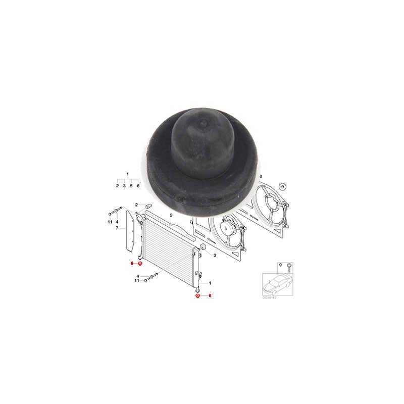 SILENT BLOC INFERIEUR RADIATEUR REFROIDISSEMENT MINI R50 R52 R53 X1