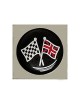BADGE ADHESIF CENTRE DRAPEAU UK/DAMIER 40 MM