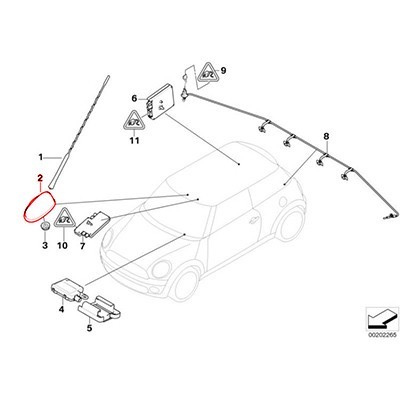 EMBASE ANTENNE TOIT R57 CAB AVEC OPTION TEL OU GPS OU BT
