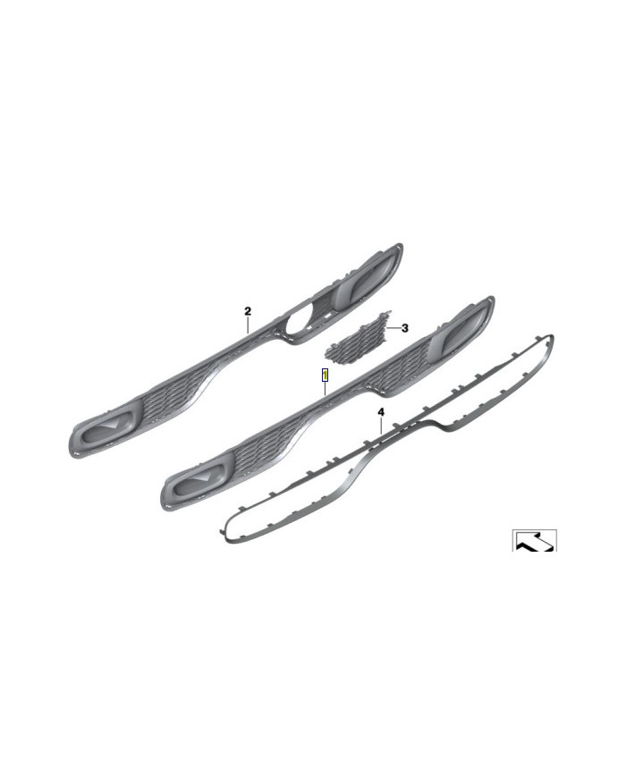 GRILLE DE PARE CHOC ARRIERE F55 F56 F57 COOPER S ET SD