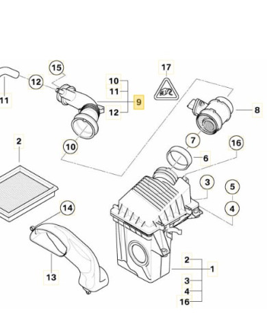 TUYAU AIR FRAIS BOITIER FILTRE MINI R50 ONE D AP 09/05