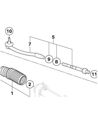 Barre d'accouplement droite R50 R52 Barre d'accouplement droite R50 R52