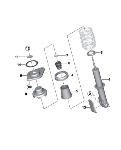 Amortisseur supplémentaire arrière R55 a R61 Première Monte Amortisseur supplémentaire arrière R55 a R61 Première Monte