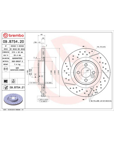 DISQUE FREIN VENTILE PERFORE AV JCW R55 A R59 X1 PMT DISQUE FREIN VENTILE PERFORE AV JCW R55 A R59 X1 PMT