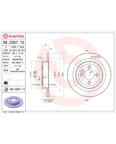 DISQUE FREIN 280X10 R55 A R59 KIT JCW PAIRE X1 ARRIERE PMT DISQUE FREIN 280X10 R55 A R59 KIT JCW PAIRE X1 ARRIERE PMT